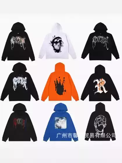 Outer Single Revenge Sweater Keel Smoke Couple Skull American Men's and Women's Loose High Street fleece-lined Hoodie