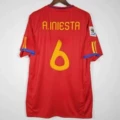 2010 spain home jersey, number 6, with captain's armband