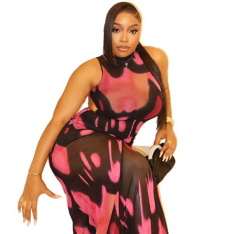 Bodycon Floral Print Maxi Dress Slim Fit Sexy Strapless Hollow Out Design Evening Wear Wholesale Available