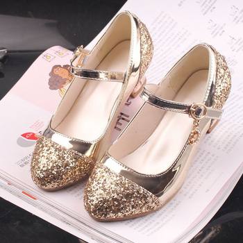 Children's Shoes Girls' Leather Shoes Korean Style High Heeled Princess Shoes Frozen Silver Children's Dance Shoes Aisha Shoes Summer