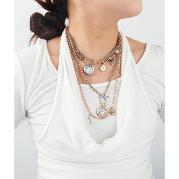 Za Pin Button Key Love Pendant 2025 Autumn Necklace Women's Bohemian Style Clavicle Chain Cross-Border Supply