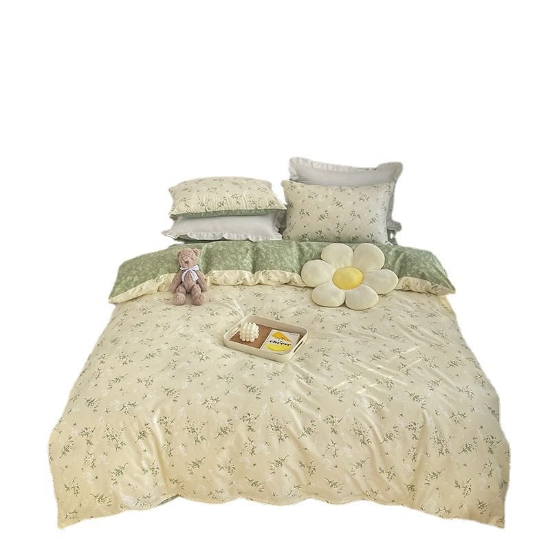 2025 Spring Cotton Small Floral Bed Four-piece Set Cotton Bed Sheet Bed Cover Three-piece Set Gift Group Purchase