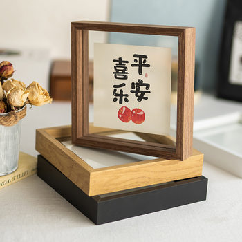 Double-sided Transparent Photo Frame Ping An Joy Calligraphy Desktop Table Double-sided Glass Display Photo Frame DIY Picture Frame Wholesale
