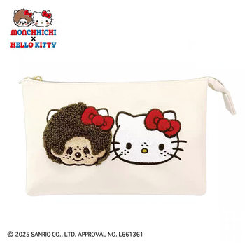 Japanese-Style Monchhichi Kitty Cute Cartoon Embroidery Makeup Bag Cute Plush Zipper Bag Lipstick Storage Bag for Women