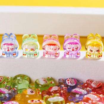 Luminous Mengmeng Rabbit Blind Bag Cartoon Transparent Expression Rabbit Desktop Decorations DIY Ornaments Children's Gifts