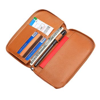 Multi-functional leather passport book leather case for overseas travel passport holder RFID large capacity document card holder ticket holder