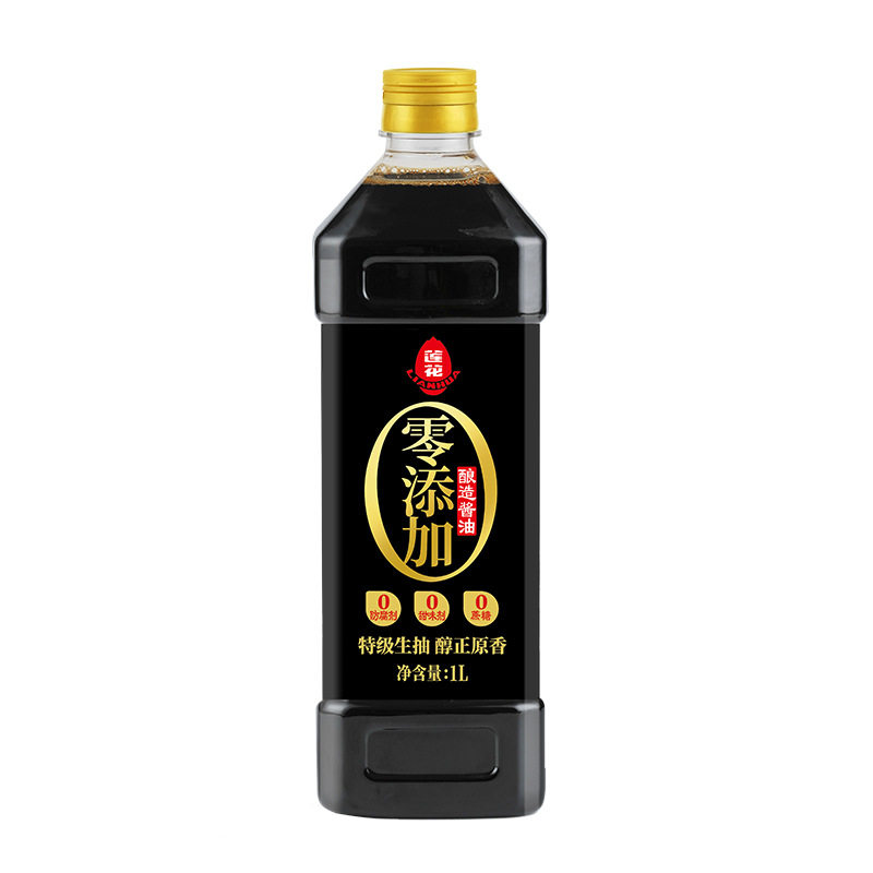 Lotus soy sauce 1L super brewed raw soy sauce household 0 add official flagship store stir-fry cold seasoning condiment