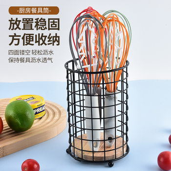 Cross-Border Wrought Iron Chopstick Holder Storage Rack Kitchen Household Chopstick Tube Storage Rack Draining Rack Tableware Knife and Fork Rack