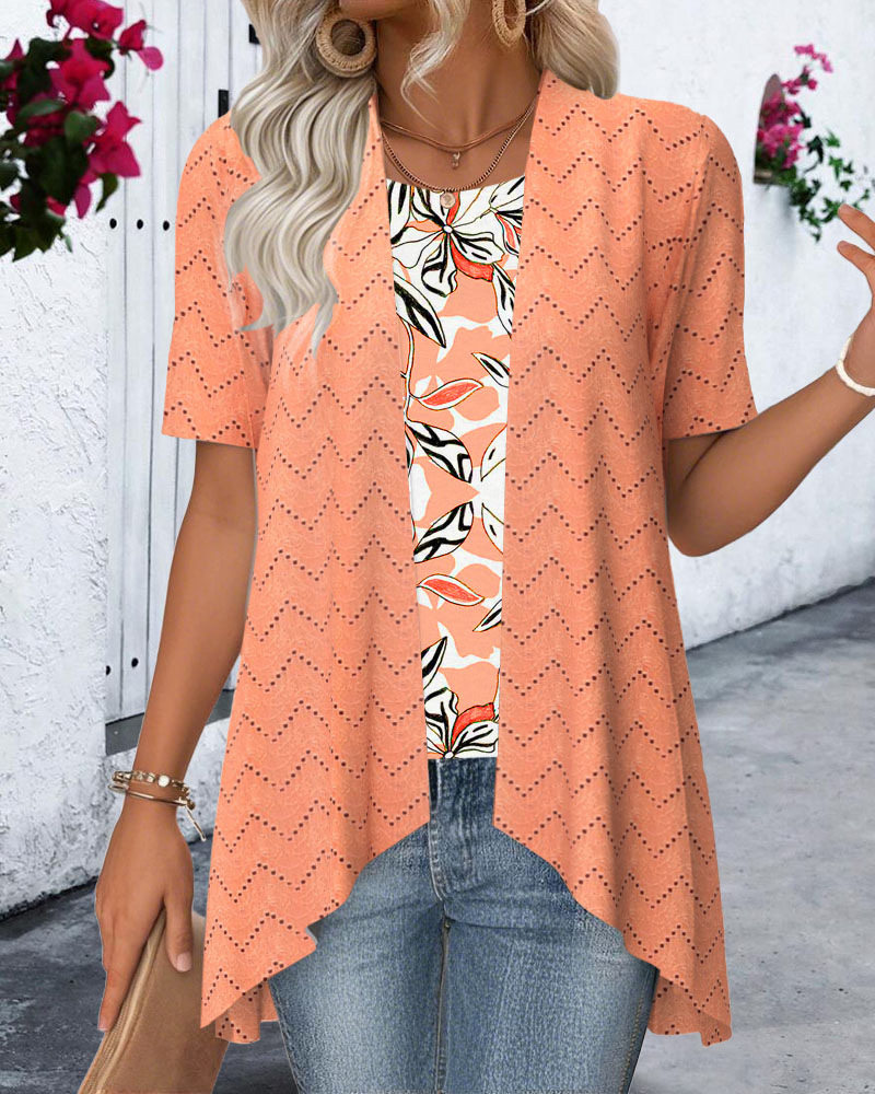 Casual Loose Fit Short Sleeve Womens T Shirt Hollow Out Printed Design Stylish Perfect for Everyday Wear Wholesale