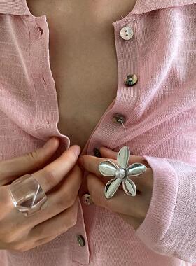 金色大花朵夸张食指戒指女饰品