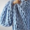 Cross-Border New Style Hand-Woven Thick Icelandic Wool Blanket, Thick Yarn Woven Blanket, Sofa Throw Blanket, Model Home Bed Canopy