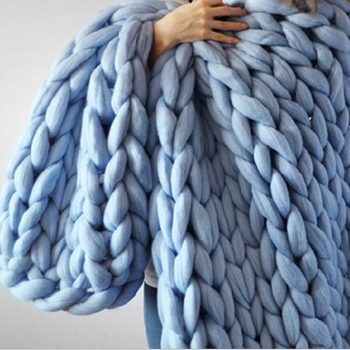 Cross-Border New Style Hand-Woven Thick Icelandic Wool Blanket, Thick Yarn Woven Blanket, Sofa Throw Blanket, Model Home Bed Canopy