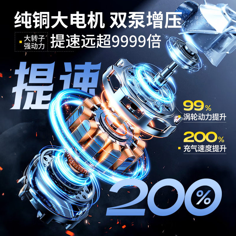 Car-Mounted Air Pump with Tire Pressure Measurement, Electric Dual-Cylinder Portable Car-Specific Air Pump Inflator