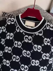 Authentic g Brand 2026 Spring/Summer New Jacquard Color-Block Knit Short-Sleeve Full Letter Print Round Neck Pullover Women's Top