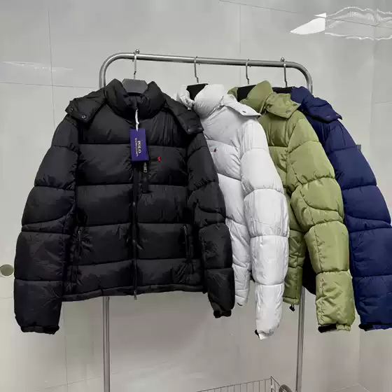 Cross-Border Plus-Size Rl Little Red Horse Classic Unisex Embroidered Hooded Detachable Waterproof Warm down Jacket