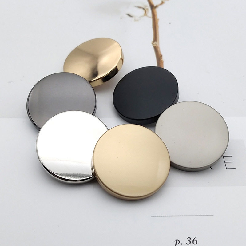 Metal flat hand-stitched button coat windbreaker decorative mirror hand-stitched button suit jacket all-match round button