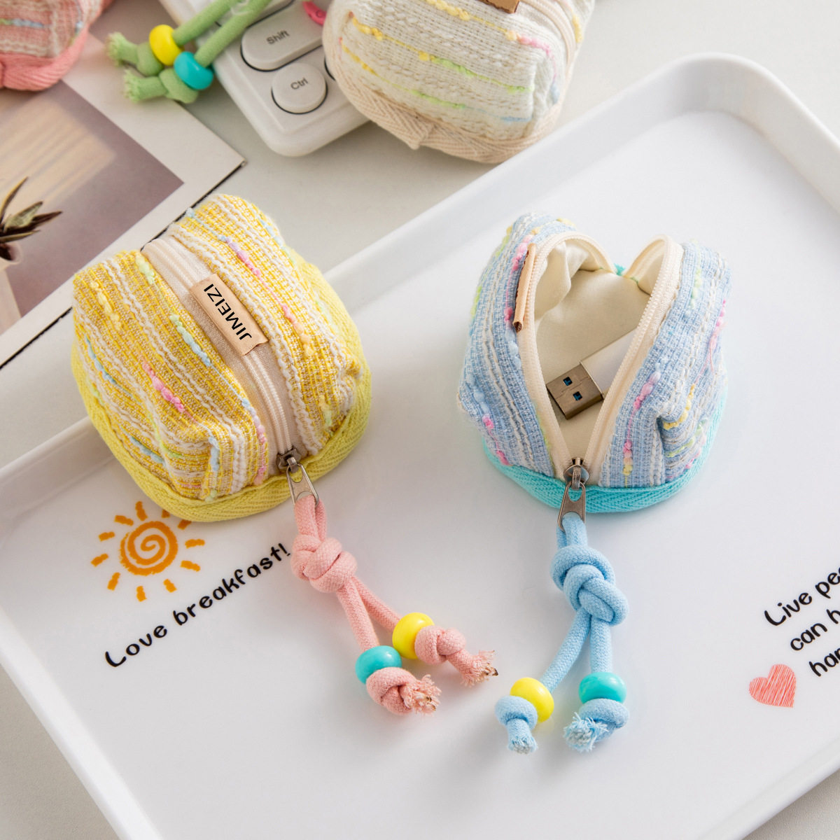 Cute Portable Coin Purse Wireless Bluetooth Earphone Storage Bag USB Flash Drive Storage Protective Case Earphone Bag Cross-Border Ready Stock