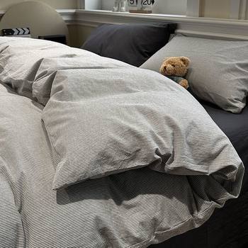 Scandinavian Style Super Soft Waxy Washed Cotton Quilt Cover Bed Bed Sheets Four-Piece Bedding Set Student Dormitory Three-Piece Fitted Bed Sheets Set 4