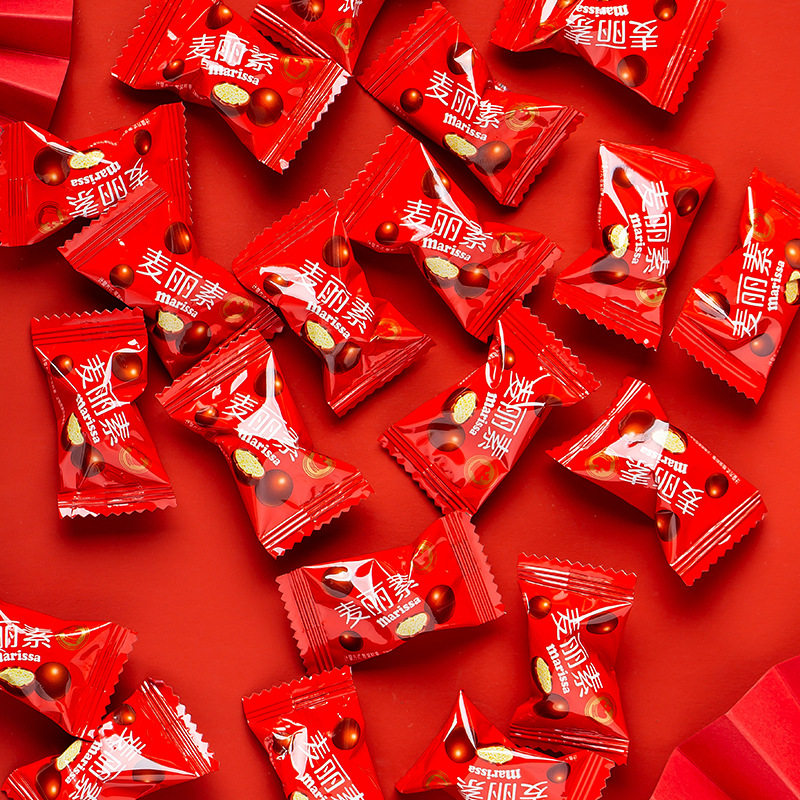 Malinois Crispy Core Chocolate Bean Barrel Snack Candy Independent Small Packaging Wedding Candy Bulk (Cocoa Butter Substitute)