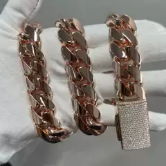 Factory Direct Supply 18mm Gold Cuban Chain 500g Rose Gold Plated Full Diamond Clasp European and American Hip-Hop Style Customizable