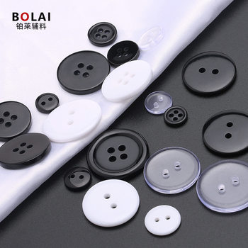 Manufacturer Wholesale Black and White Two-Eye Bread Button Coat Shirt Versatile Resin Button Thin Edge Wide Edge Four-Eye Button