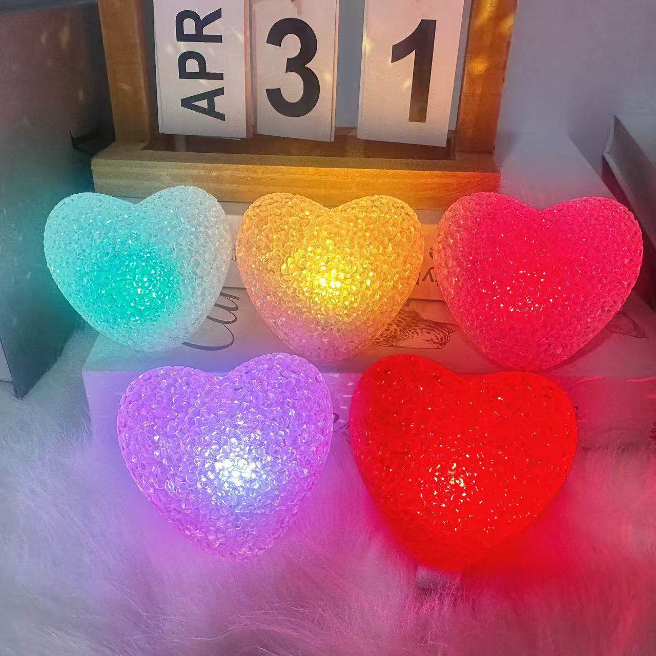 Stage Handheld Red Heart-Shaped Dance Performance Chorus Performance Luminous Wrist Props Red Heart Night Light Wholesale
