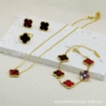 Vintage red double-sided mother-of-pearl four-piece set