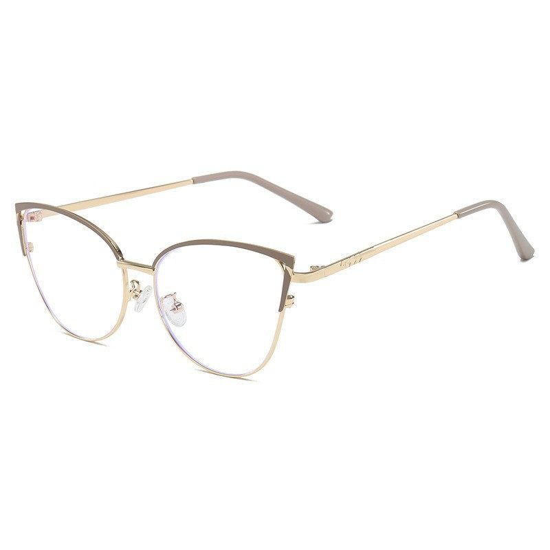 New Cat-Shaped Full-Frame Glasses with Anti-Blue Light and Non-Prescription Lenses for Women, Metal Frames, Wholesale from Manufacturer, Christmas Holiday