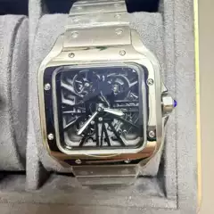 Factory Supply Square Watch, Santos Watch Same Model, Roman Series Men's Watch, Skeleton Quartz, 316 Stainless Steel Watch Wholesale