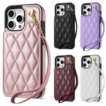 Suitable for iPhone 17 Chanel-Style Double Buckle Phone Leather Case Apple 16 15 Card Slot Lanyard S25 Protective Case A16 Shell