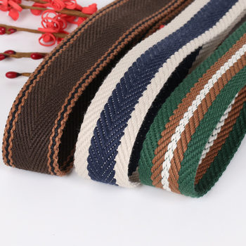 Polyester Cotton Ribbon 3.2cm Thickened Spm Line Imitation Cotton Inter-color Belt Herringbone Pattern Portable Canvas Belt Casual Pants Belt