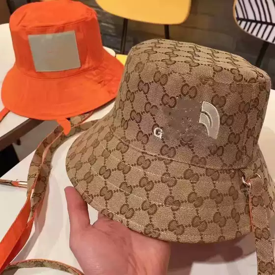 Korean Style Women's Double-Sided Fisherman's Hat with Embroidered Letters, Double Tie Straps, Sun Protection, Fashionable Men's Sun Hat Wholesale