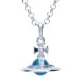Orb medium 10mm bead necklace - silver blue diamond lake blue