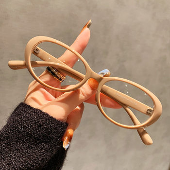 Tr90 Brown Frame European and American Style Cross-Border Fashion Popular Cat Eye Flat Mirror Frame Myopia Glasses Frame