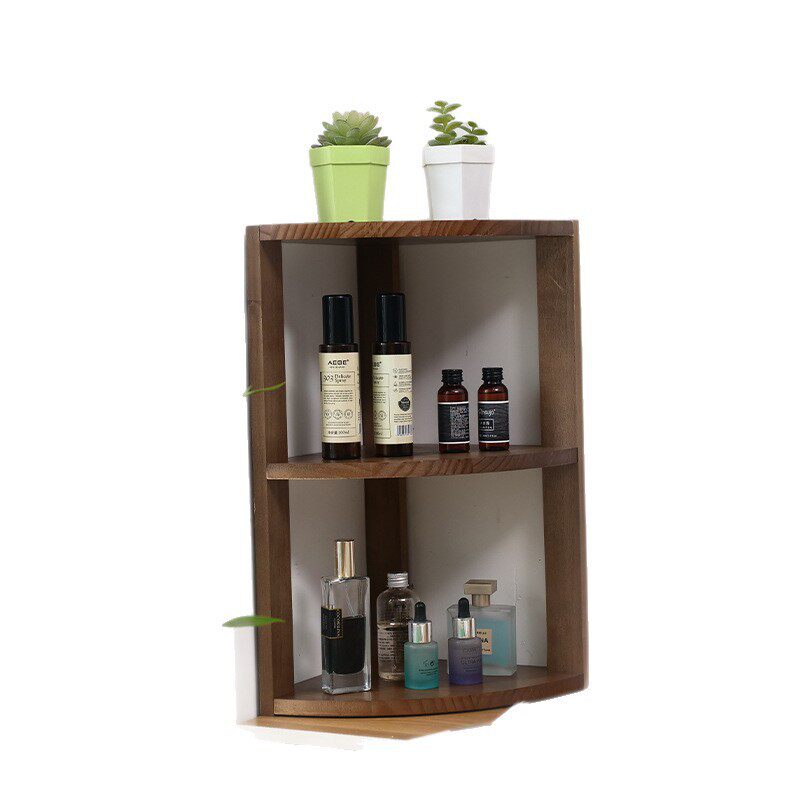 Solid Wood Corner Storage Rack for Home Use, Desktop Decorative Display Shelf, Bookend Storage Rack