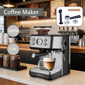 Cross-Border European Standard Espresso Machine Semi-Automatic Steam Grinding Milk Froth All-In-One Coffee Machine High-Pressure Extraction with Bean Grinding