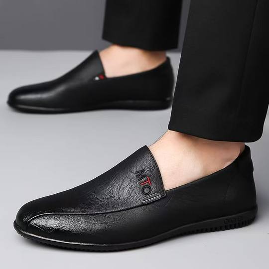 Men's Leather Shoes 2025 New Breathable Casual Pea Shoes Slip-on Leather Shoes Soft Bottom Soft Surface Driving Casual Men's Shoes