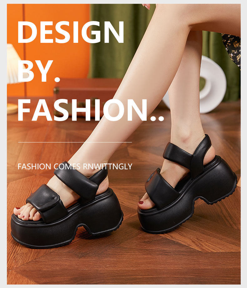 Dép sandal nữ quai chữ V đơn giản mùa hè — Đen, Len nguyên chất chi tiết 10
