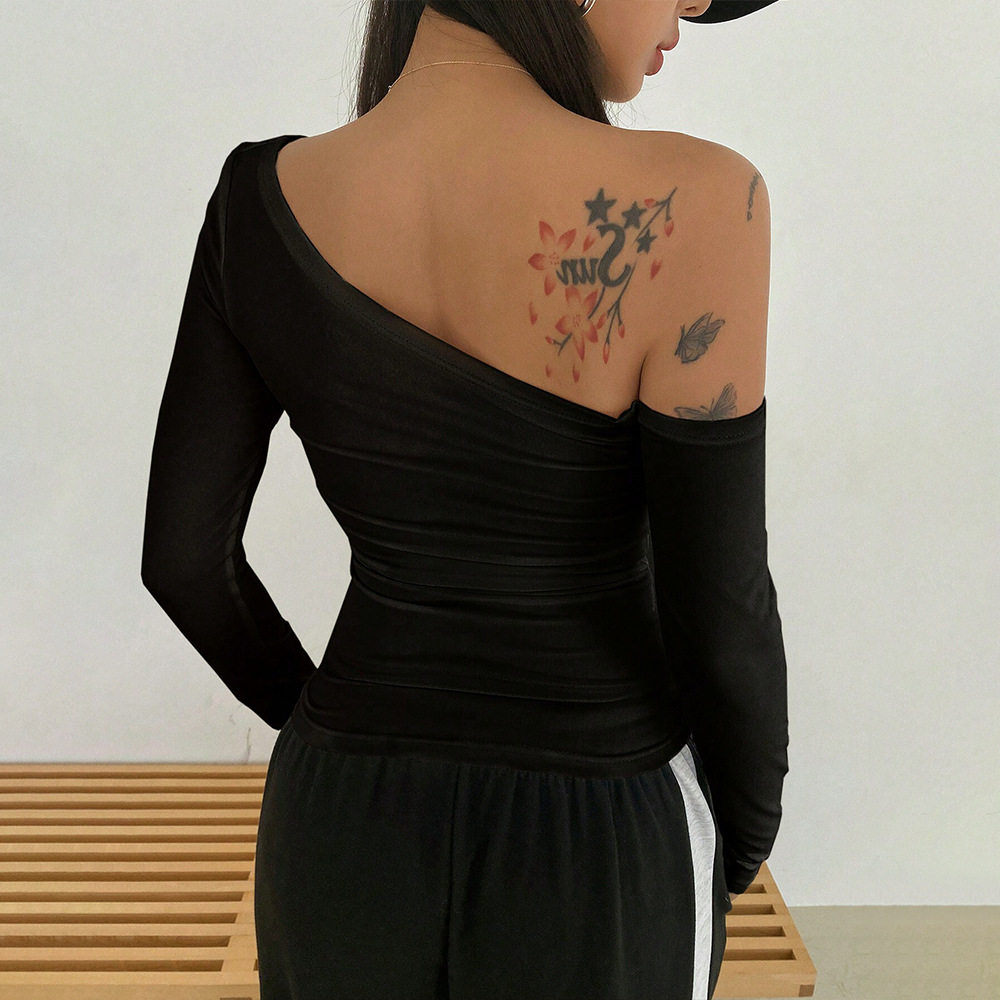 Off Shoulder T Shirt Trendy Design Long Sleeve Spring Summer Style Womens Fashion Top Wholesale Available