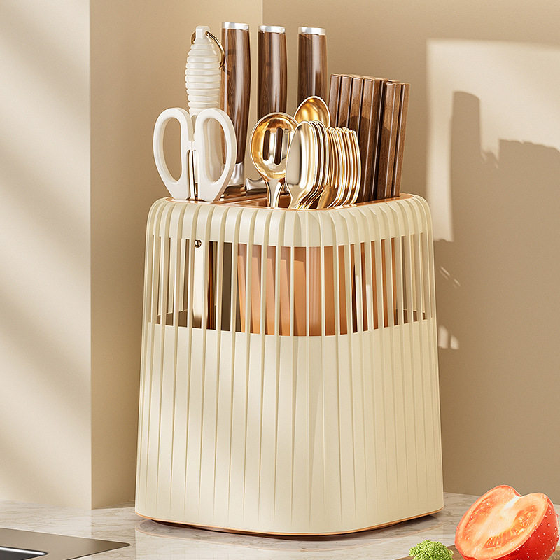 Multifunctional Rotating Knife Rack Table Top Split Drying Rack Household Kitchen Rack Kitchenware Storage Box Chopsticks Tube