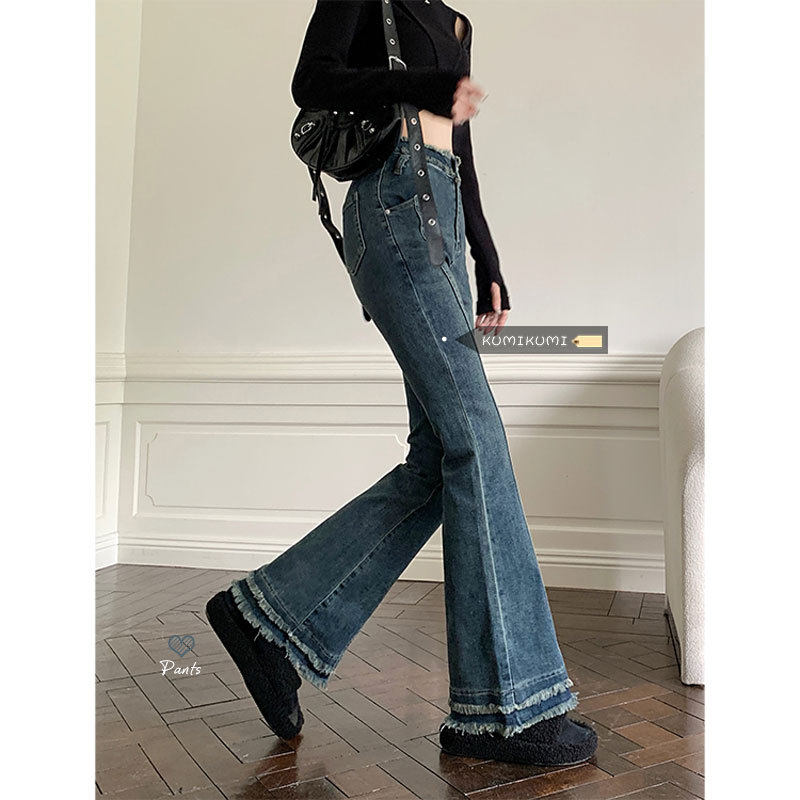 High Waisted Flared Jeans for Women Vintage Style Frayed Hem Slim Fit Spring Collection Wholesale Available