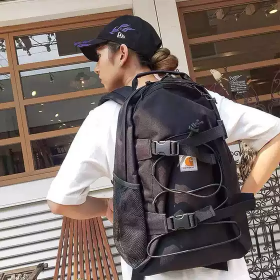 Carhartt Backpack Men's and Women's Skateboard Bag Work Bag Canvas Computer Backpack Student School Bag Trendy Brand