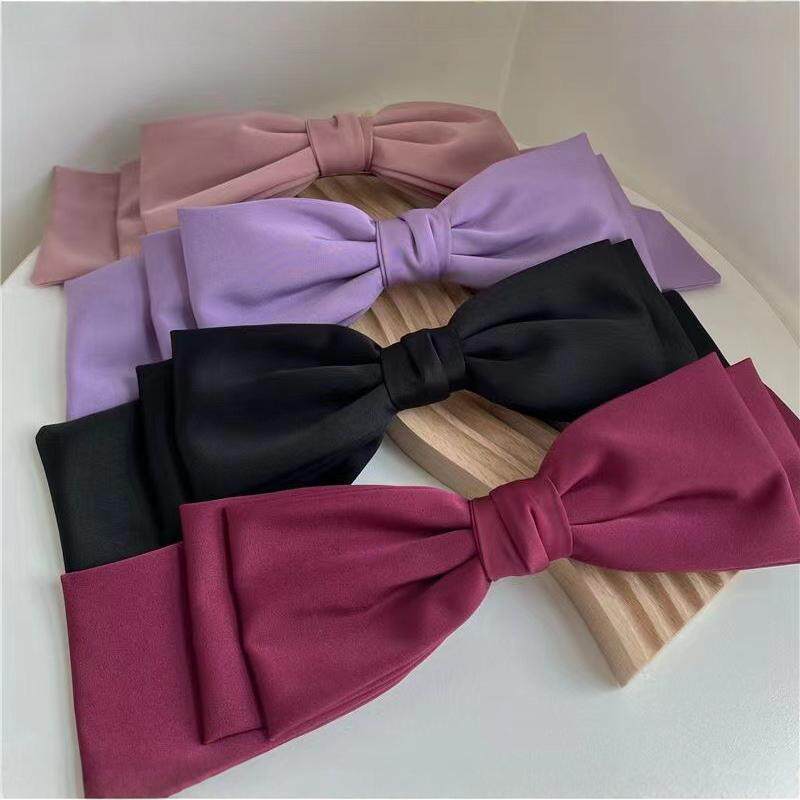 South Korea Satin Three-Layer Oversized Bow F Hairpin Ribbon Top Clip Meatball Hair Clip Cyber Celebrant Headwear Spring Clip
