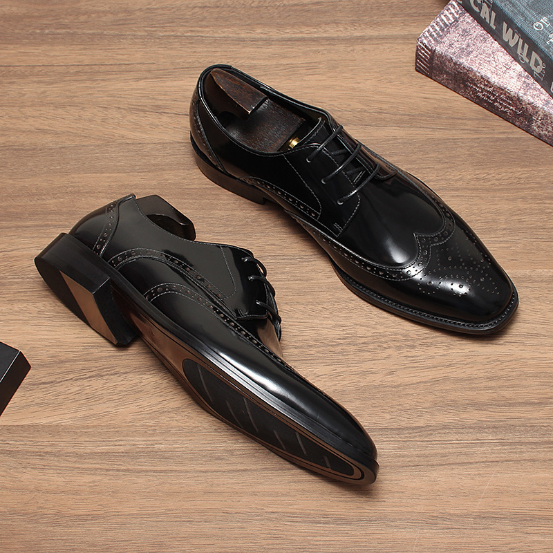 Giày Derby nam da bò cao cấp thêu hoa văn Brogue — Màu nâu, Xanh ngọc lam, màu đen