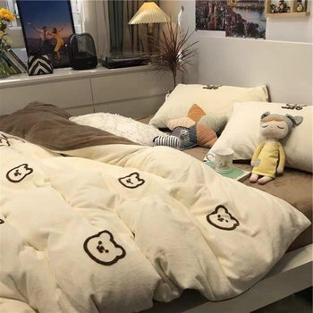 Internet Celebrity Washed Cotton Four-Piece Bed Sheet Quilt Cover Bedding Student Three-Piece Dormitory Set