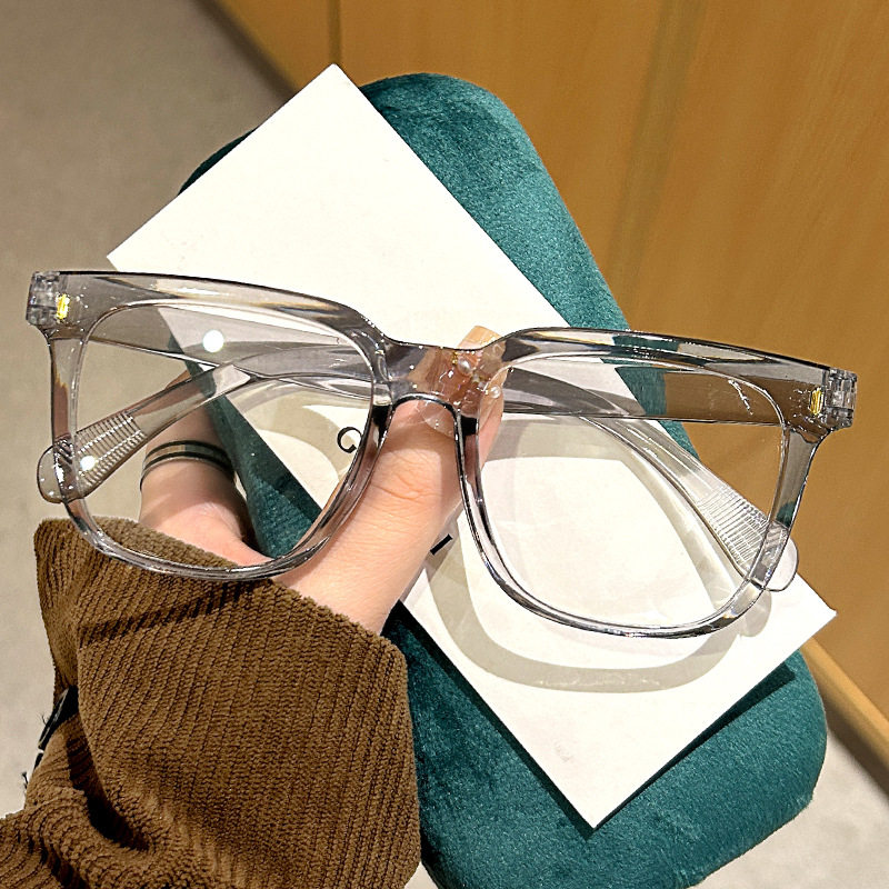 New transparent glasses box students myopia men and women flat light big round face anti-blue light glasses frame wholesale