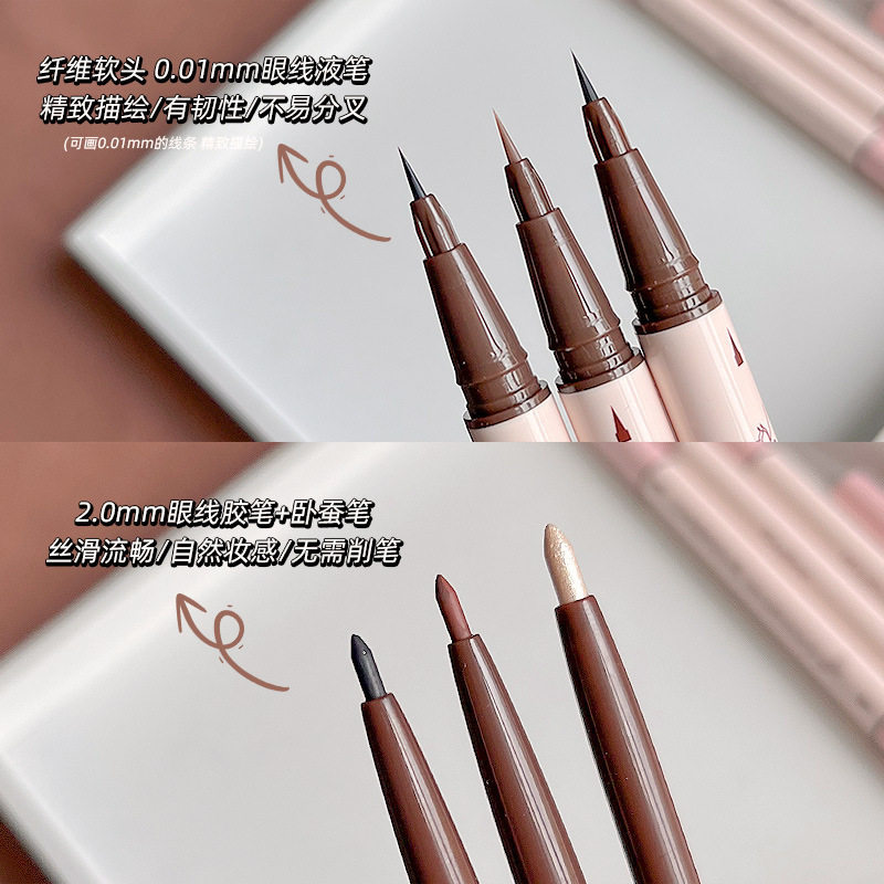 Maxfine double eyeliner pen wholesale waterproof non-faint lying silkworm outline pen pen dual-purpose eyeliner glue pen