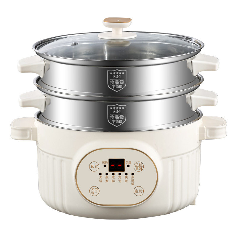 304 Food Grade Uncoated Large Capacity Electric Steamer Ancient Rice Steaming Electric Rice Cooker Household Electric Hot Pot Electric Cooker for 3-6 People