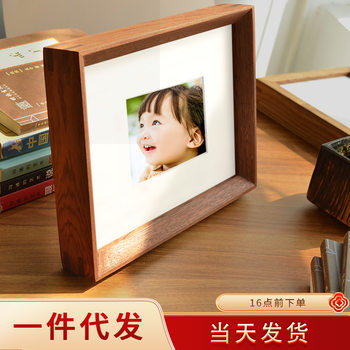 Solid Wood Photo Frame with Mortise and Tenon Joints, High-End Handmade Red Beech Wood 6inch Photo Frame for Family Portraits, Tabletop Display Frame, Wall Hanging Frame, Empty Frame