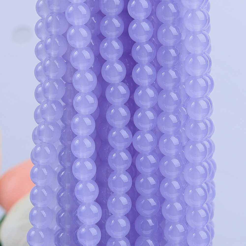 玻璃仿玉圆珠纯色散珠手工diy玉髓手链项链散珠子琉璃珠饰品配件